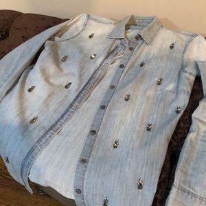 Denim shirt with angels